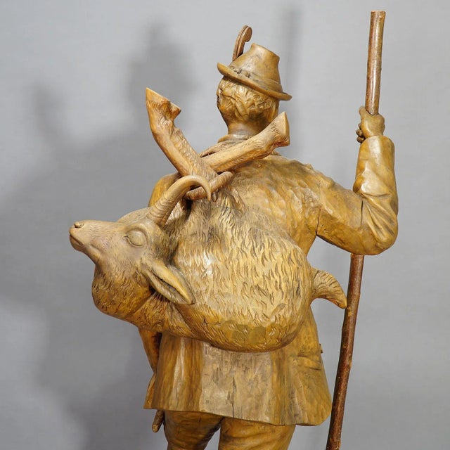A Large Black Forest Poacher With Chamois Height 54' Inches For Sale - Image 11 of 13