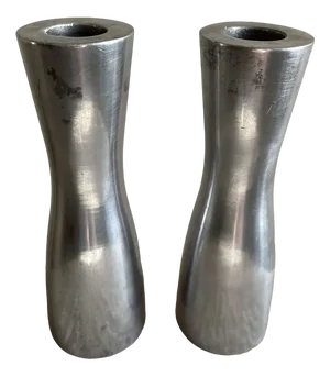 Vintage Chrome Candleholders, 1980s, Set of 2