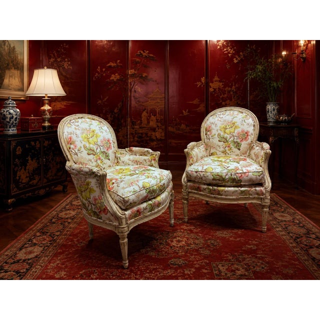 French Provincial Vintage French Bergère Armchairs by Yale R. Burge For Sale - Image 3 of 12
