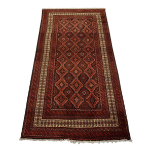 Baloch Rug 3’4” X 6’5” Black Wool Vintage Tribal Hand-Knotted Oriental Carpet