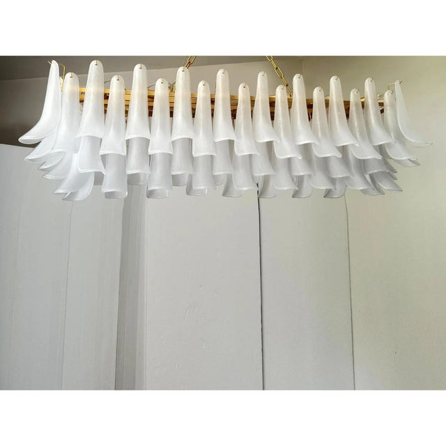 Frosted Selle Murano Glass Rectangular Chandelier in Mazzega Style by Simoeng for Simoeng For Sale - Image 4 of 8