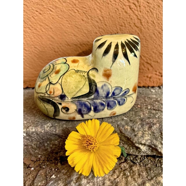 Mexican Vintage Tonala Mexico Pottery Cat-Folk Art Figurine-Hand Painted-Southwestern For Sale - Image 3 of 11