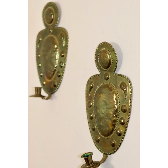 Mid-Century Baroque Brass Swedish Sconces, Set of 2 For Sale - Image 5 of 7