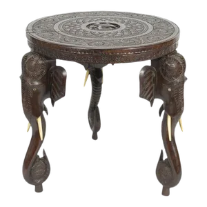 1910s Carved Elephant Table