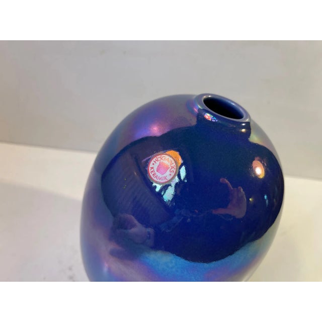 Vintage Höganäs Stoneware Egg Vase with Mirror Glaze For Sale - Image 4 of 8