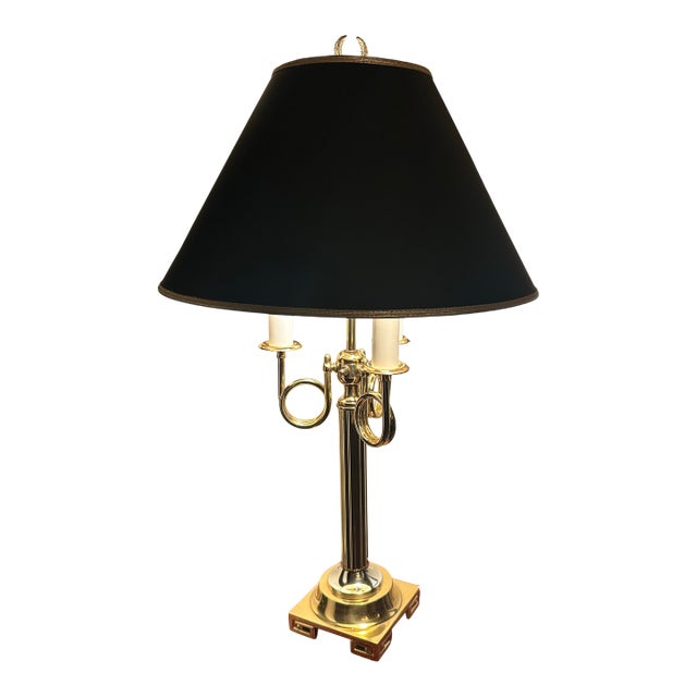 Mid 20th Century Brass Corinthian Column Bouillotte Lamp For Sale