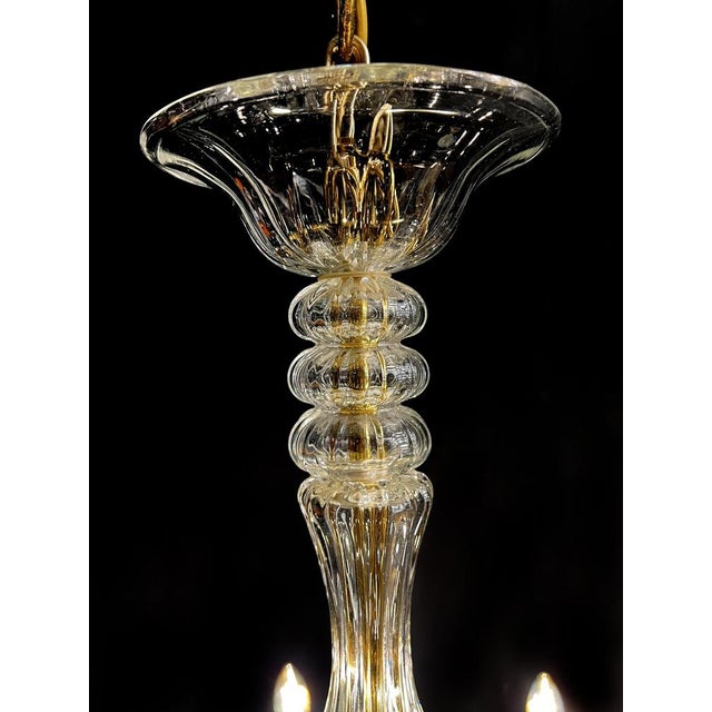 Italian Murano Glass Chandelier with Gold Inserts attributed to Barovier & Toso, 1970s For Sale - Image 9 of 18