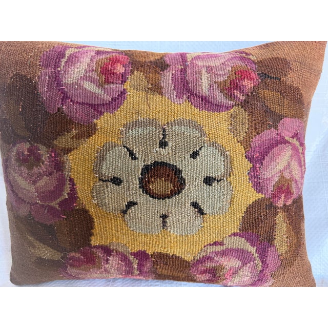 18th Century 18th Century French Aubusson Floral Pillow For Sale - Image 5 of 7