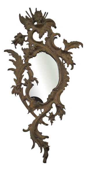 Antique French Rococo Mirror in Dark Bronze, 1800s