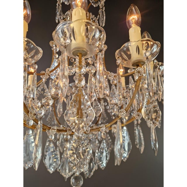 Antique Elegant French-Italian Crystal Chandelier Louis XVI Style Restored For Sale - Image 9 of 15