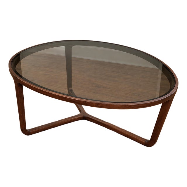 Ceccotti Collezioni Stella Round Walnut & Smoked Glass Coffee Table by Noé Duchaufour-Lawrance For Sale