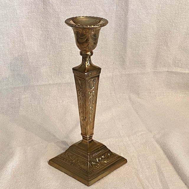 Castilian Brass Candlestick Holders - A Pair For Sale - Image 9 of 11