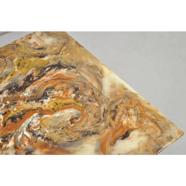 Vintage 1980s Cast Resin Faux Agate Stone Marble Desk Pad With Raised Side Rails For Sale - Image 4 of 10