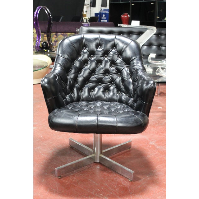 Davis Furniture Mid-Century Modern Vladimir Kagan Black Leather & Steel Chairs - a Pair For Sale - Image 4 of 13