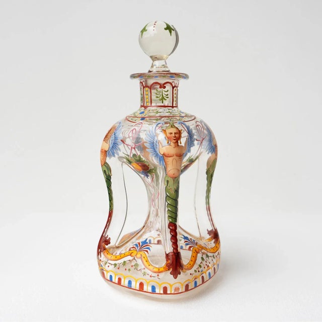19th Century Antique Late 19th Century Enamelled Glass Decanter and Glasses by J & L Lobmeyr, Vienna- 5 Pieces For Sale - Image 5 of 12