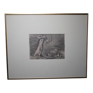 Millard Sheets (1907-1989) - Twisted Tree, Horses, Rocks - Pencil Surrealist Sketch 1930s For Sale