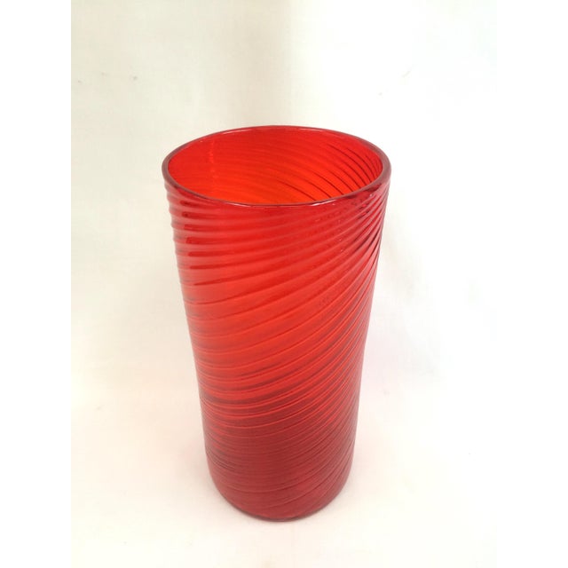 Tall Red Orange Hand Blown Glass Vase Chairish
