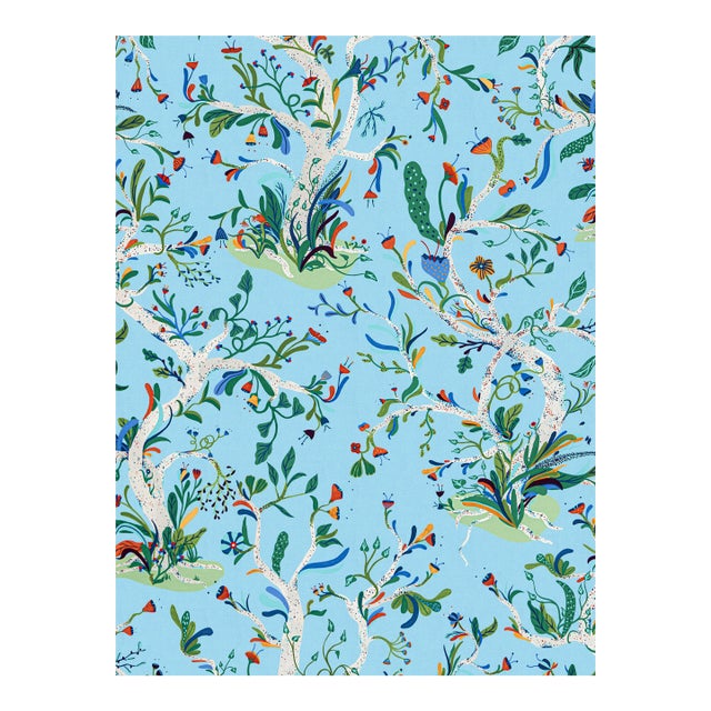 Sample - The House of Scalamandré Enchanted Meadow Fabric, Sky For Sale