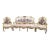 Vintage Grand Living Room Gilded French Rococo Sofa & Armchairs Floral Upholster Set For Sale