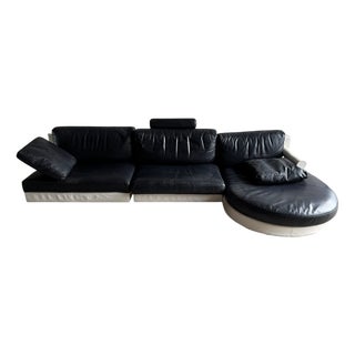 Modular Sofa in Black and White Leather from BNB Italia, Set of 3 For Sale