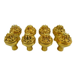 Sherle Wagner Set of Eight Ribbon & Reed Rosette Cabinet & Drawer Knobs For Sale
