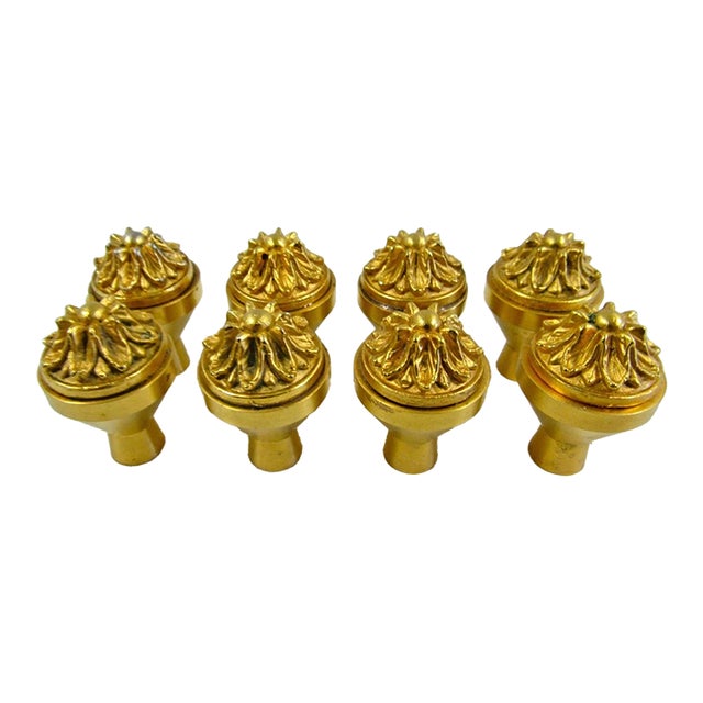 Sherle Wagner Set of Eight Ribbon & Reed Rosette Cabinet & Drawer Knobs For Sale