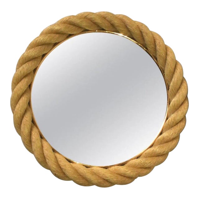 Mid-Century Round Rope Mirror Adrien Audoux & Frida Minet For Sale