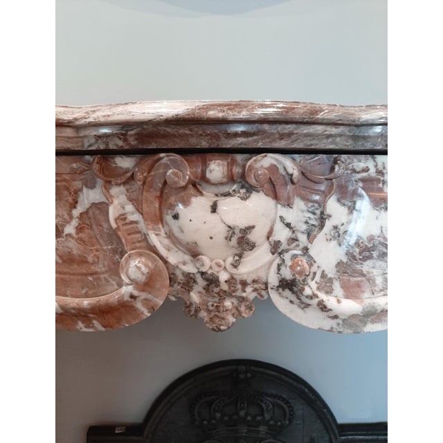 19th Century French Pink Marble Mantelpiece For Sale - Image 5 of 14