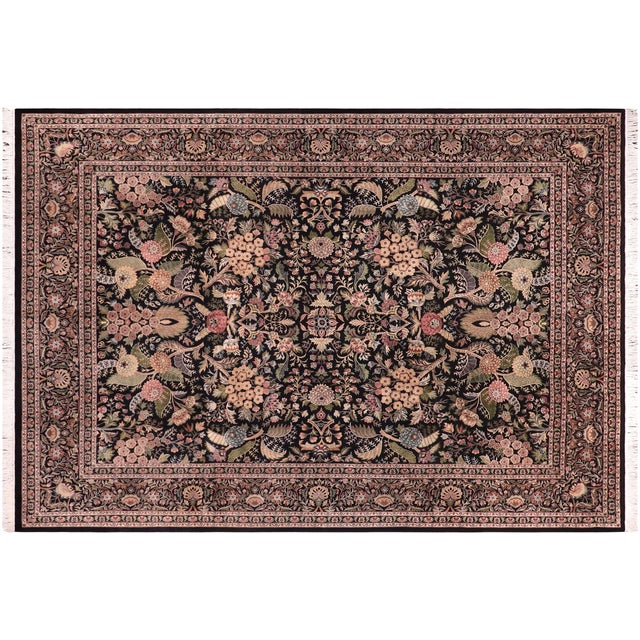 Black Art Nouveau 1990's Pak-Persian Black/Black Wool Rug - 9'1'' X 12'2'' For Sale - Image 8 of 9