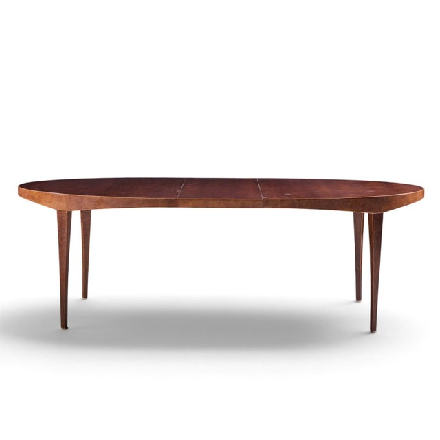 Barbara Barry for Baker Style Mahogany Expanding Dining Table with 1 Leaf This table measures: 76 wide x 44 deep x 30.5...