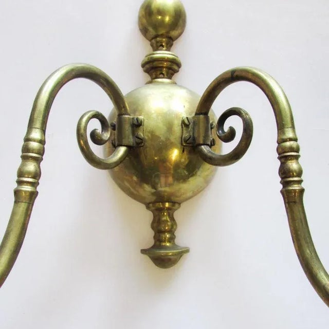 Metal Vintage Gilt Metal Wall Sconces Two-Light Candlestick Holders - a Pair For Sale - Image 7 of 12