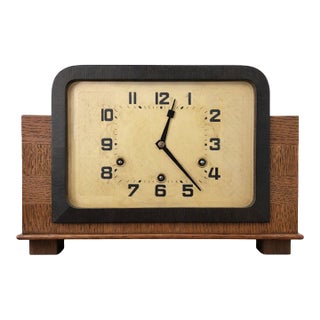 1925 Art Deco Oak Mantel Westminster Clock by Hamburg Amerikanische Uhrenfabrik (Hau) For Sale