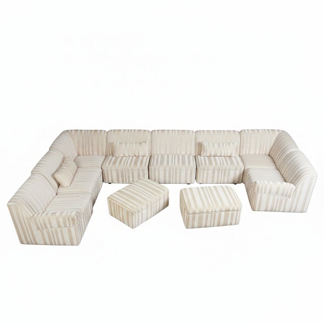 German Modular Sofa Set with Wood Frame and Velvet Upholstery, 1970s, Set of 10 For Sale - Image 6 of 6