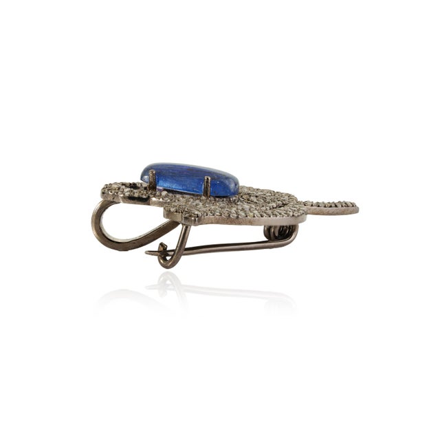 2.5 Ct Tanzanite & Diamond Tulip Convertible Brooch Pendant in 925 Sterling Silver For Sale - Image 9 of 16