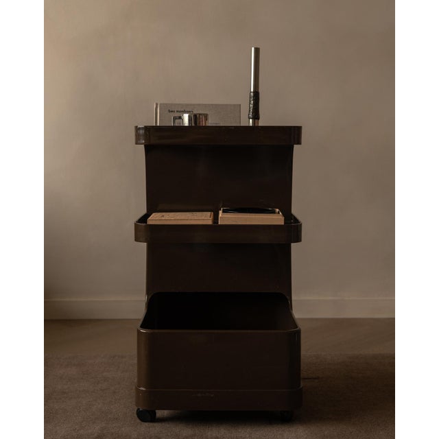 Vintage Space Age Brown Serving Trolley by Marc Held for Prisunic, 1970s For Sale - Image 3 of 12