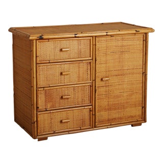 Cane + Bamboo Credenza, France 1970s For Sale