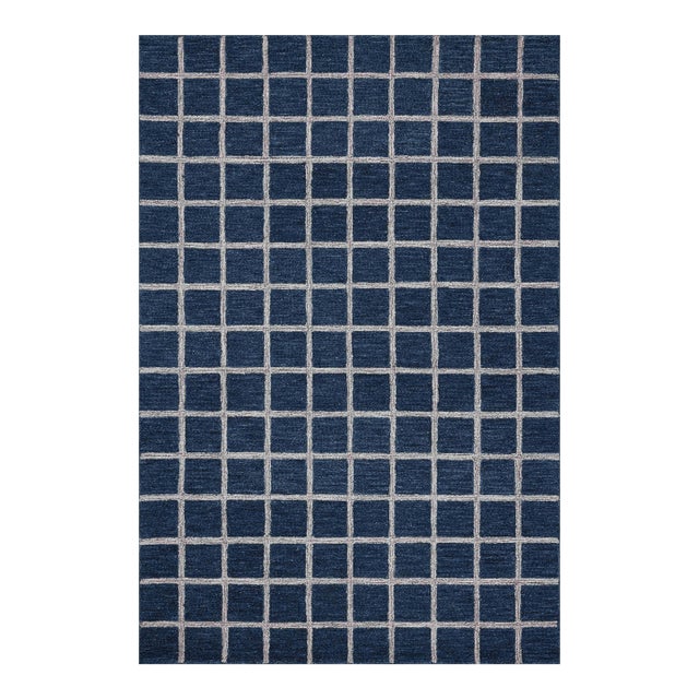 Chris Loves Julia x Loloi Polly Navy / Silver 9'-3" x 13' Area Rug For Sale