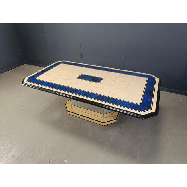 Blue Vintage Lacquered Dining Table, 1970s For Sale - Image 8 of 12
