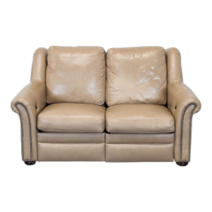 Bradington-Young Newman Tan Leather Loveseat With Recliner