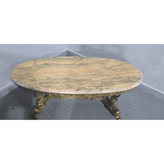 Gilt Brass and Marble Coffee Table, 1930 For Sale - Image 6 of 10