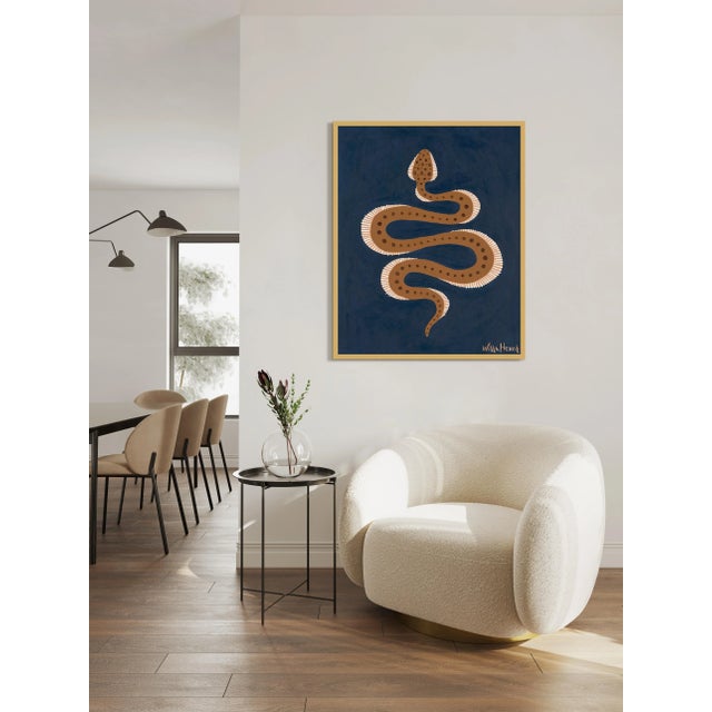 Illustration Pretzel the Snake by Willa Heart in Gold Frame, Medium Art Print For Sale - Image 3 of 4
