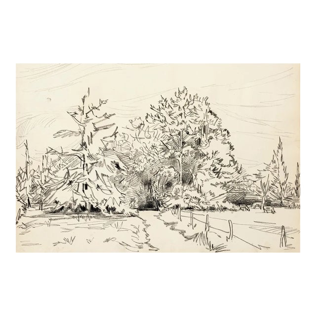 Landscape - Original Mixed Media by T. Gertler - 1970s 1970s For Sale