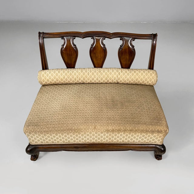 Late 19th-Century Style Italian Armchairs in Wood and Beige Fabric, 1930s, Set of 2 For Sale - Image 3 of 18