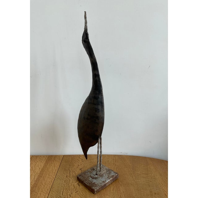 Mid-Century Modern Vintage Garden Heron Sculpture For Sale - Image 3 of 11