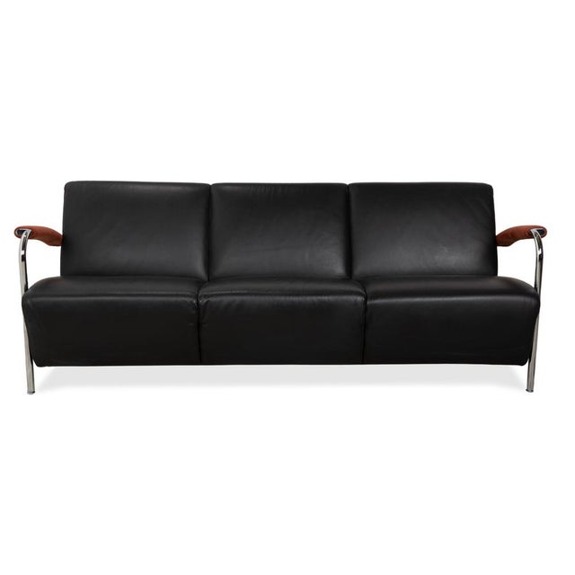 Black Leather Scylla Three-Seater Sofa from Leolux For Sale - Image 13 of 13
