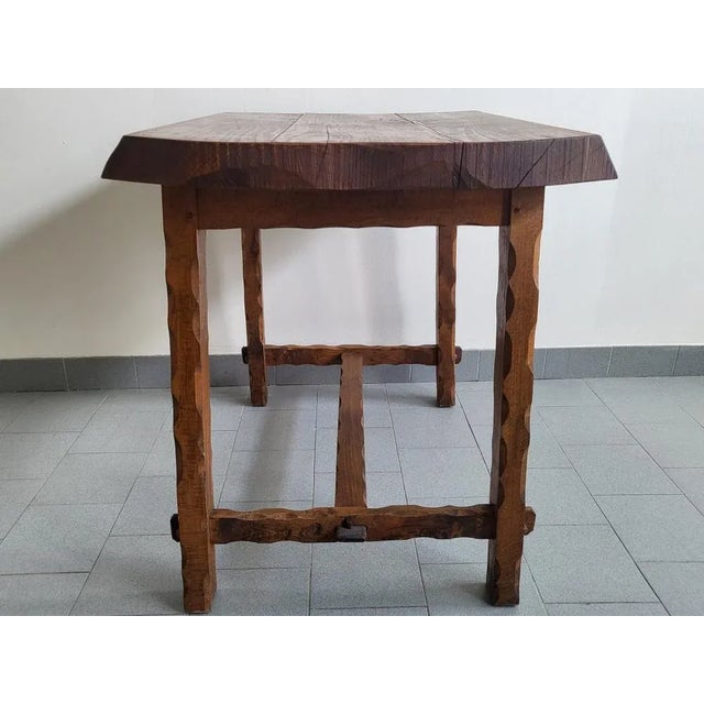 Brutalist Brustlist Side Table in Oak, 1970s For Sale - Image 3 of 13
