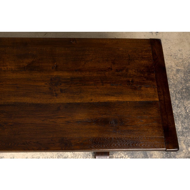 Wood Antique French Oak Monastery Trestle Dining Table For Sale - Image 7 of 18