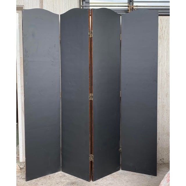 20th Century Four Panel Hand Painted Screen For Sale - Image 12 of 12
