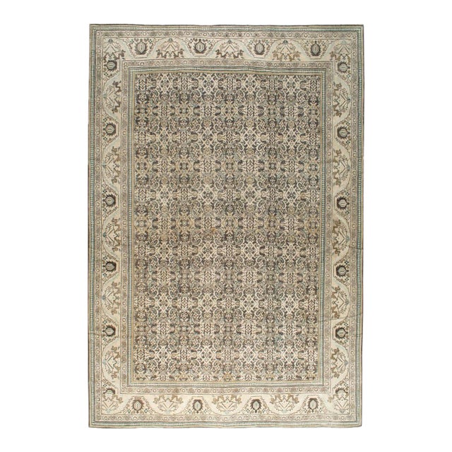 Midcentury Handmade Persian Room Size Rug in Neutral Earth Tones For Sale