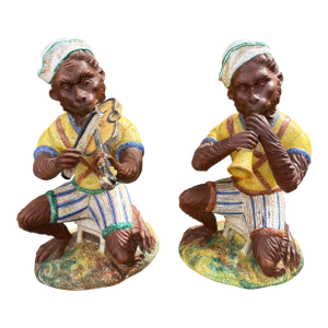 1960s Pair of Italian Glazed Terracotta Monkeys